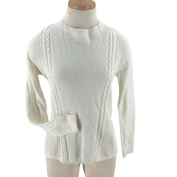 American Eagle Outfitters Womens Sweater Small Ivory Pullover Knit Long Sleeve - Picture 1 of 11